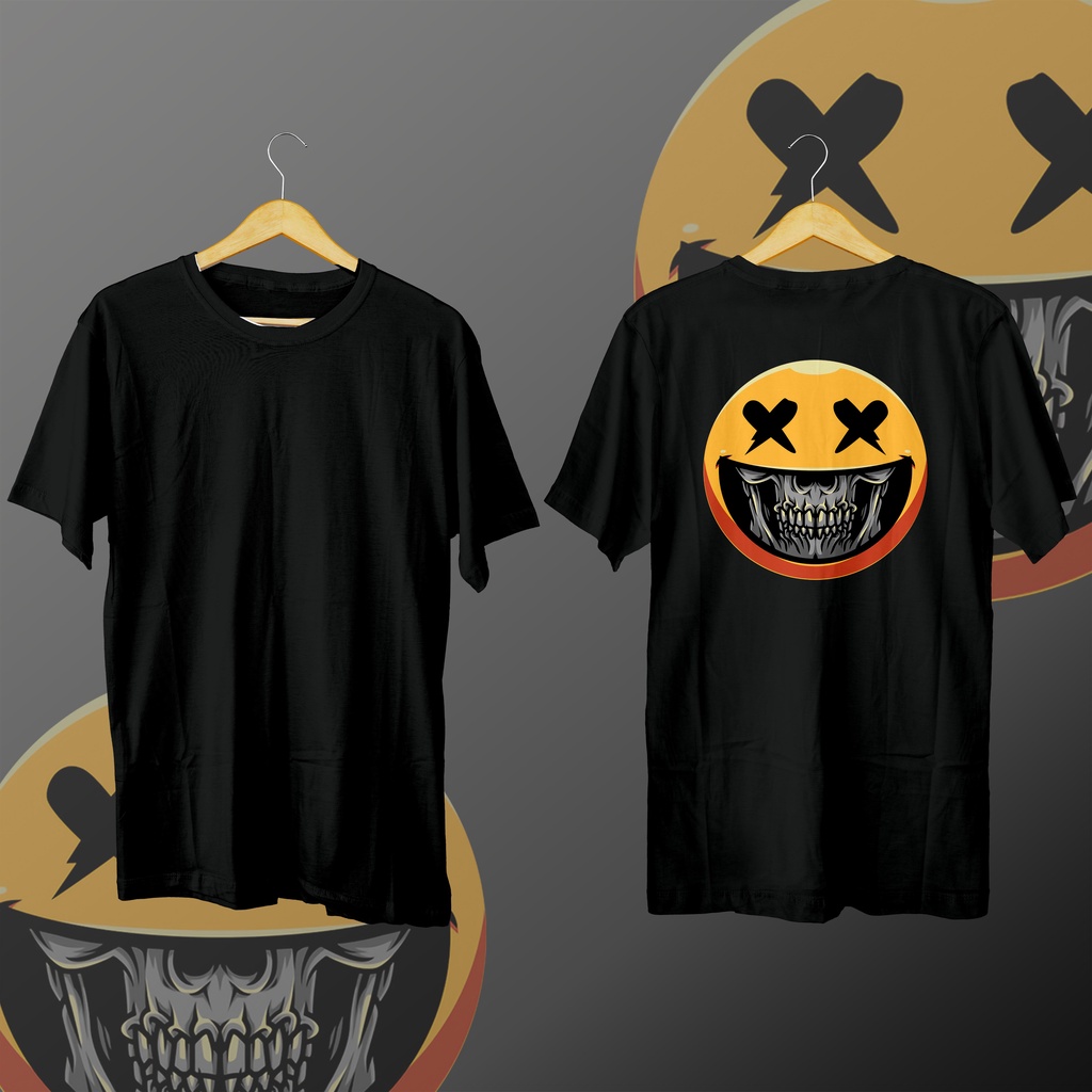 HK STORE 26 - KAOS DISTRO SKULL SMILE (BLKNG)