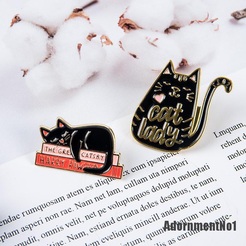 (Adornmentno1) 4pcs / Set Bros Pin Enamel Bentuk Kucing Lucu Untuk Aksesoris Pakaian / Tas