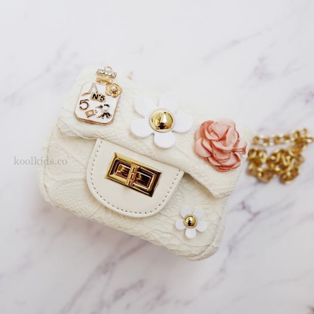 TAS ANAK CEWEK - Mini Bag Tas Chanel Lace White 03
