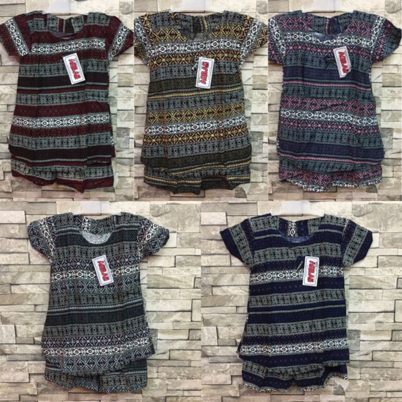 STELAN BALI ANAK | STELAN BATIK AQILAH | STELAN RAYON ANAK | BAJU TIDUR ANAK