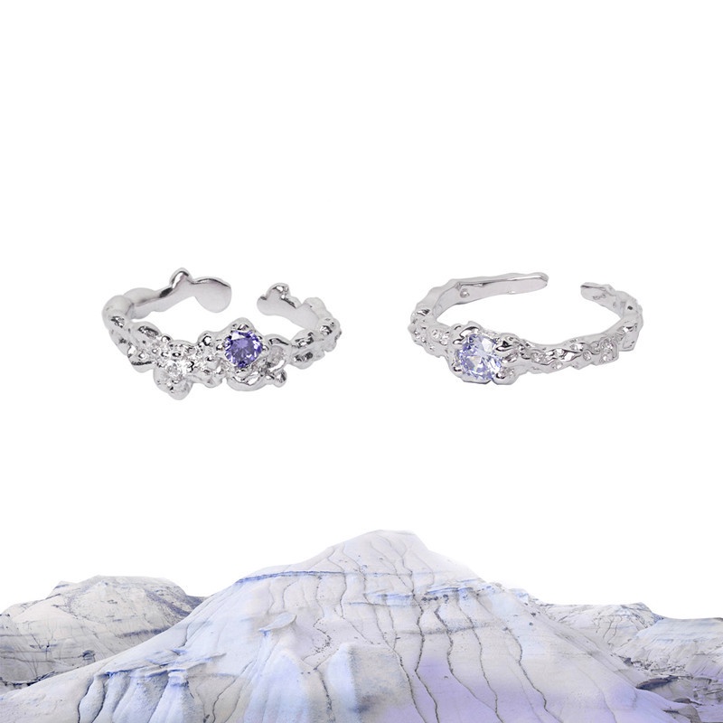 Cincin Jari Telunjuk Model Terbuka Dapat Disesuaikan Tidak Teratur Warna Ungu Untuk Wanita