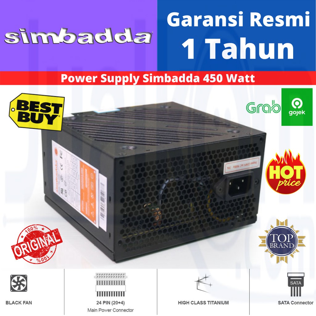 Power Supply Simbadda 450 watt PSU 450W 80 Plus