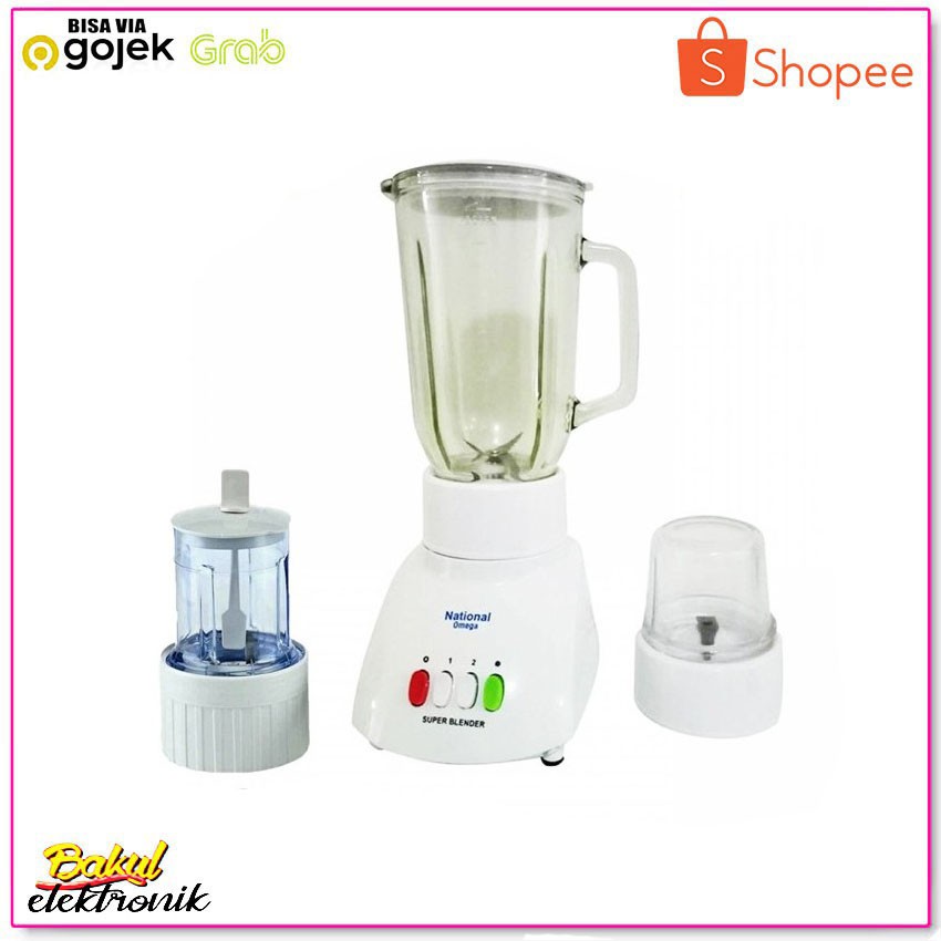 Blender National Omega 3 in 1 Blender Bahan Kaca Low Watt with Grinder 3 in 1 Best Seller