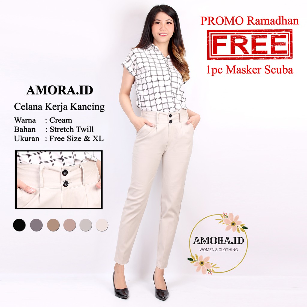 AMORA Celana Baggy Pants Wanita Premium Model Resleting Size allsize,XL,2L AMO