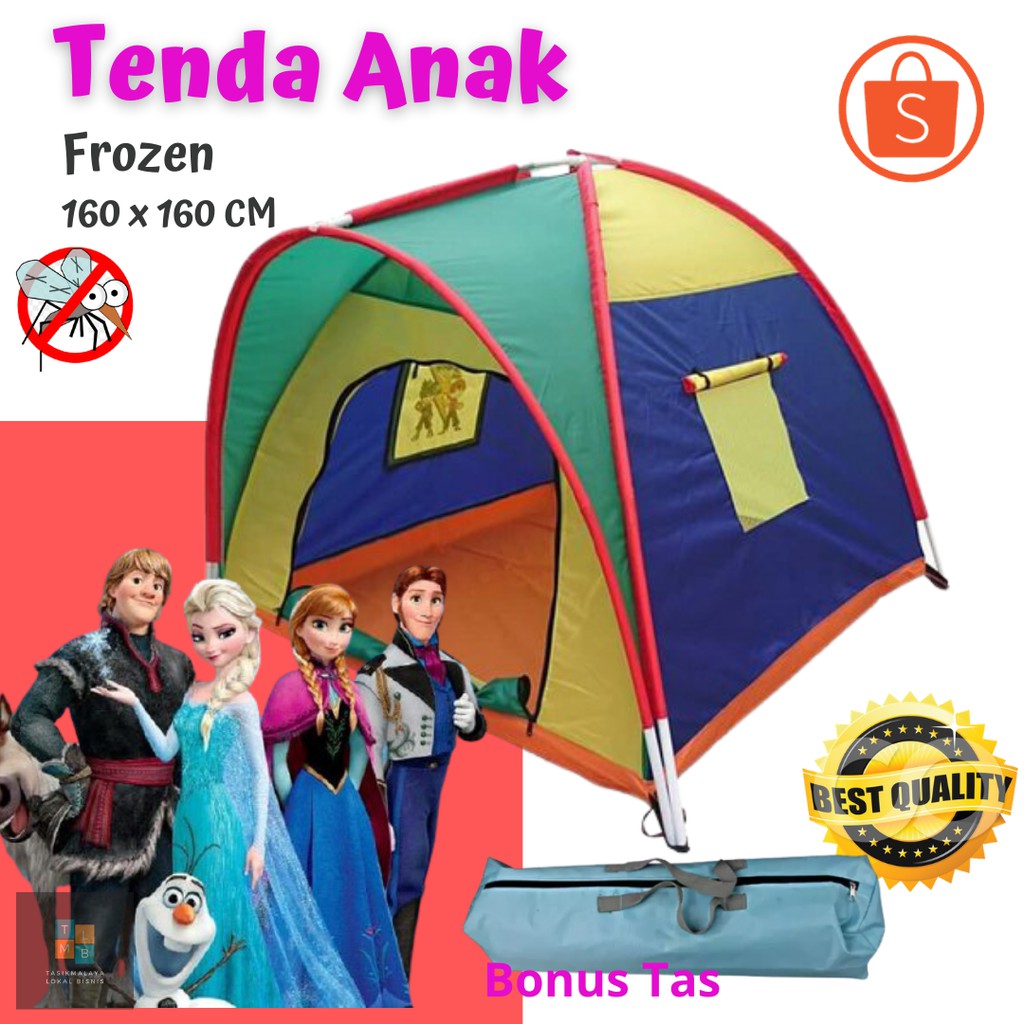 Tenda Anak Karakter Frozen Ukuran 160 x 160 cm - Tenda Anak Camping - Tenda Anak Murah Parasut