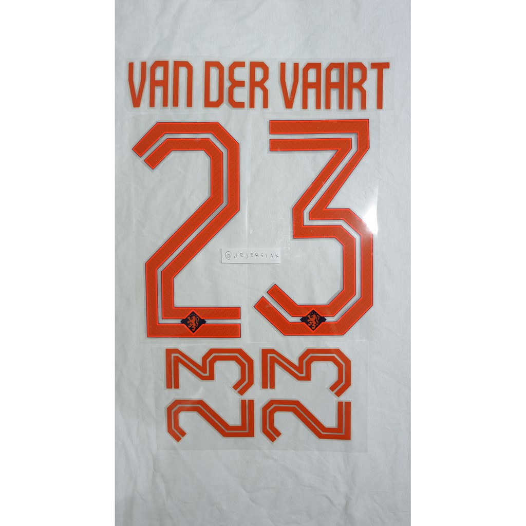 NAMESET REMAKE van der Vaart #23 untuk Jersey Belanda Away Piala Dunia 2014