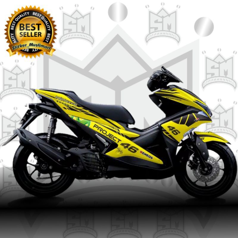 Decal Sticker Aerox 155 motif grafis hitam kuning