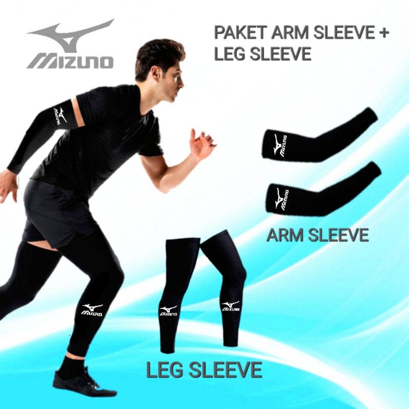 Paket manset tangan dan manset kaki voli Mizuno bahan spandek arm Sleeve dan leg sleeve olahraga