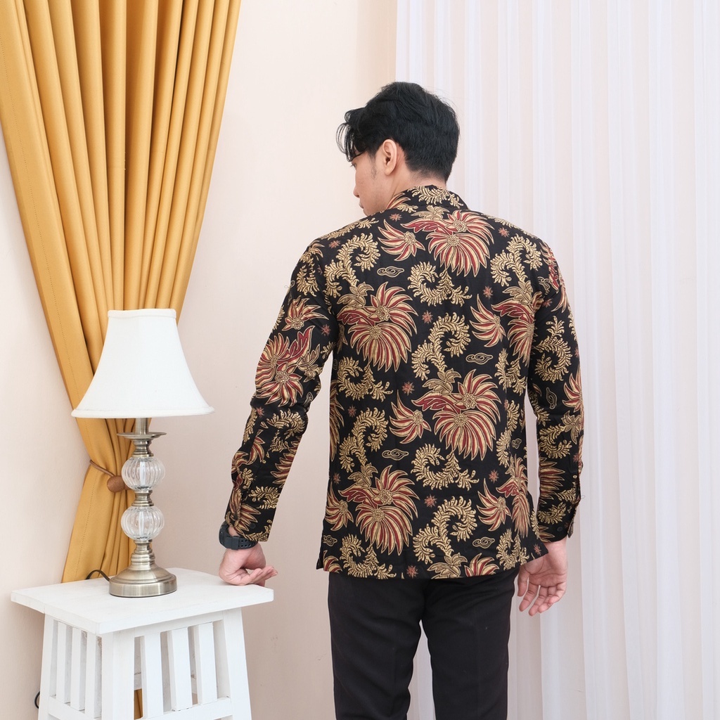 [LIMITED] Baju Kemeja Batik Pria/Laki Laki Lengan Panjang Slim Fit Modern Furing/Puring BATIK ALUNA ASD-013