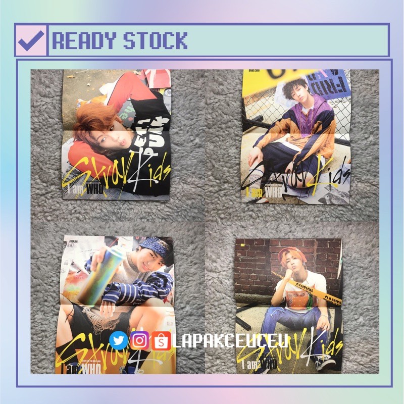 READY STOCK] STRAY KIDS I AM WHO OFFICIAL I AM WHO POSTER HAN BANG CHAN FELIX LEE KNOW