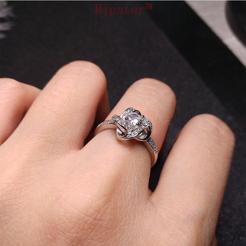 Korean Style Simple Fashion Diamond Rotating Lucky Four-Leaf Clover Ring