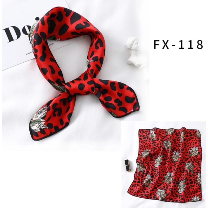 Syal/Scarf leher Pramugari Bandana Kain silk Motif polkadot 50x50cm
