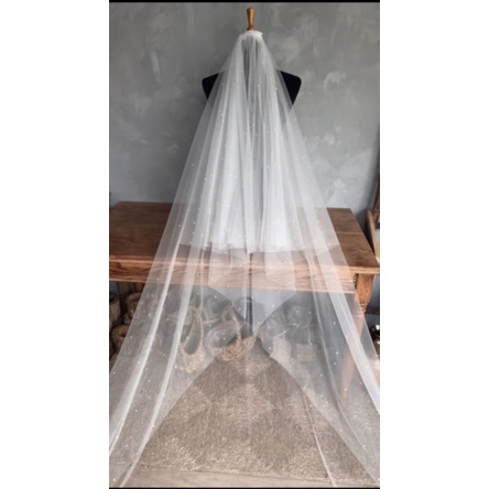 wedding veil mutiara 5m kerudung pengantin with pearl