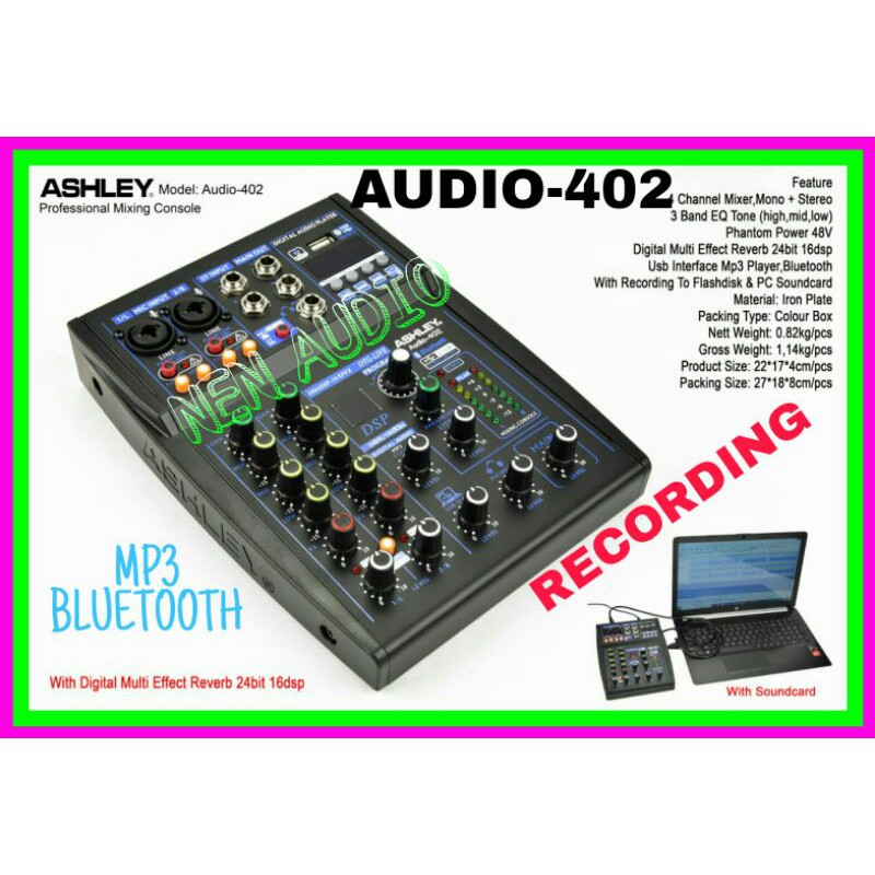 Mixer Ashley Audio 402 Recording Soundcard 16DSP