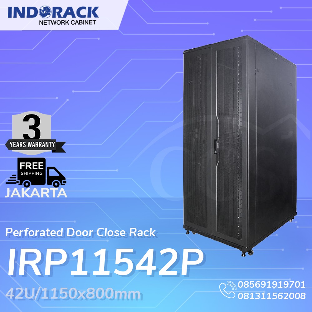 IR11542P - 42U Close Rack Depth 1150mm Perforated Door 19&quot; - INDORACK