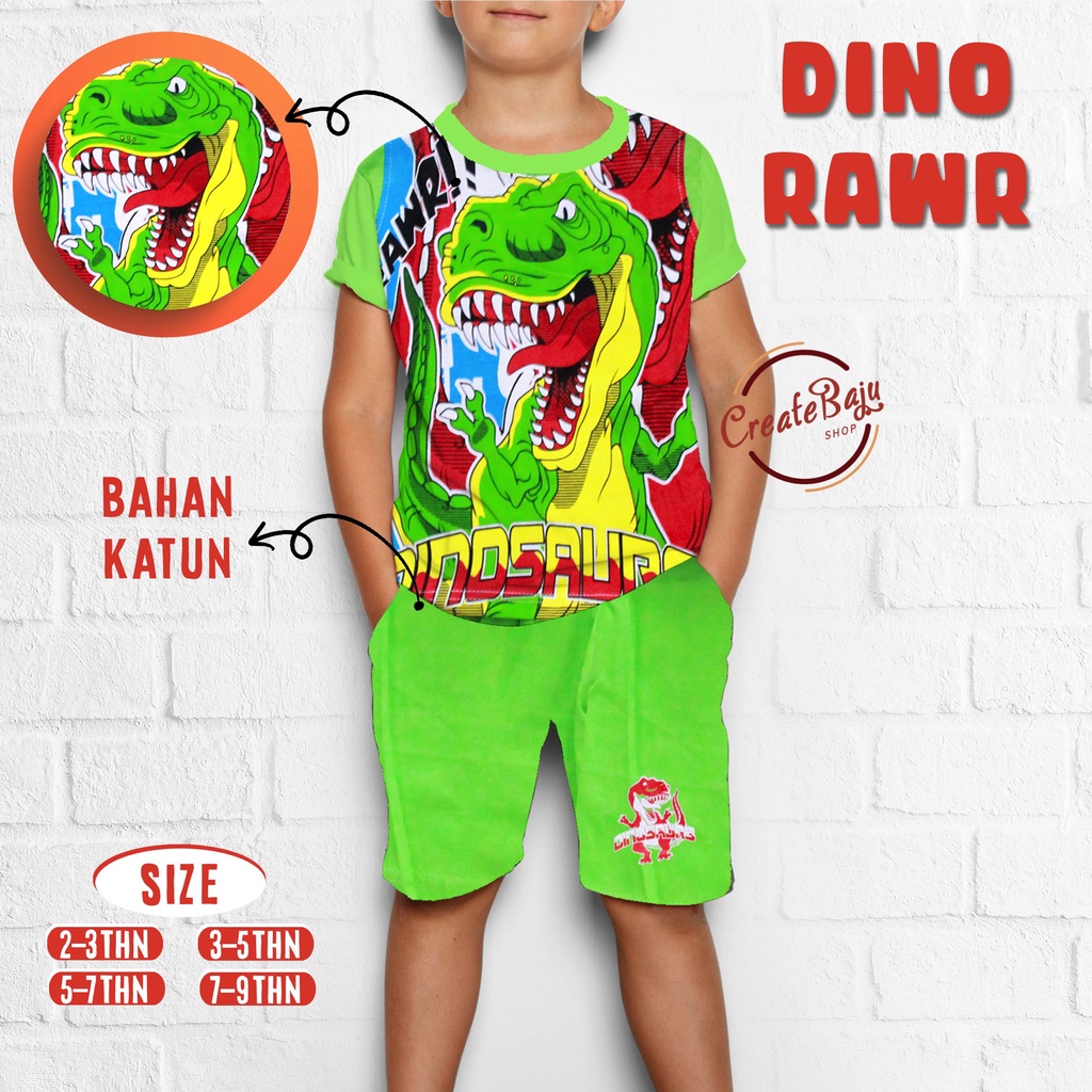 Setelan Anak Laki-Laki Hayami 2-9 Thn Dinosaurus Baju Anak Laki-Laki Murah