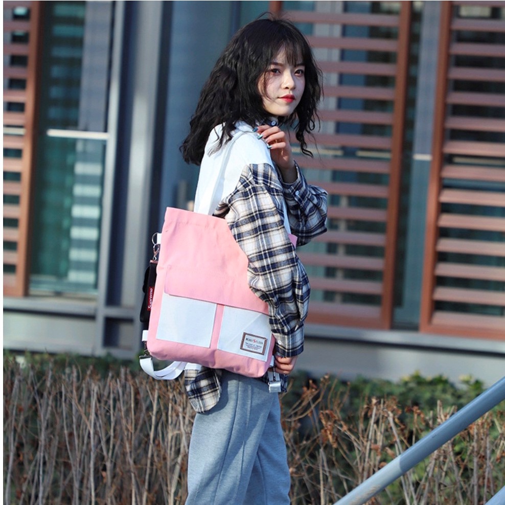 Twenty Bag - Tas Tote Bag Wanita Resleting Terbaru 2022 Aesthetic Kekinian Motif Carakter LIVING SAKURA Korea Style Multifungsi