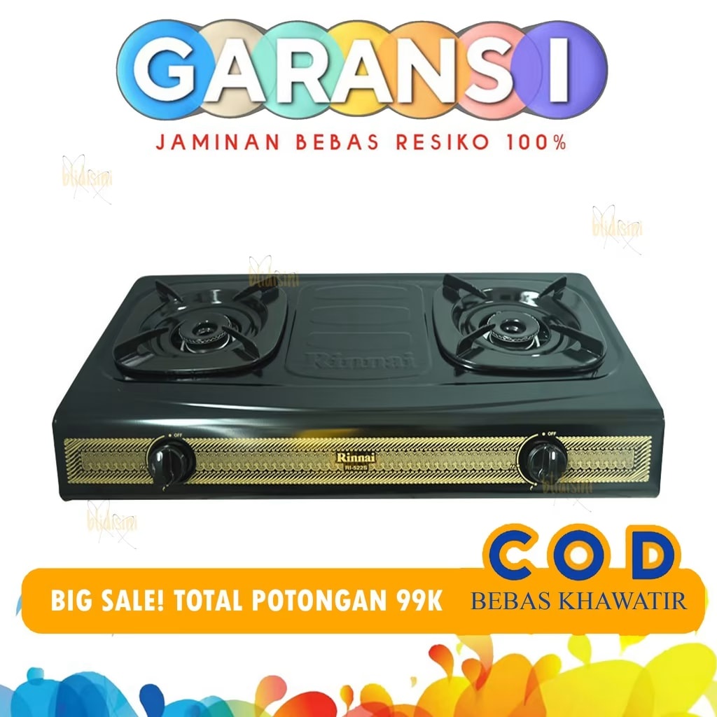 RINNAI Kompor Gas Rinnai 2 Tungku Stainless Rinai 522S