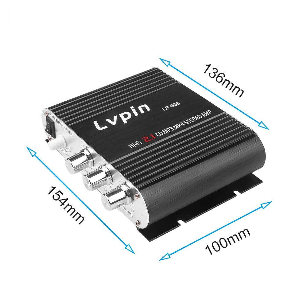 Lvpin Ampli Mini HiFi Stereo Power Amplifier Treble Bass Booster 12V Audio Amplifier 2.1 channel