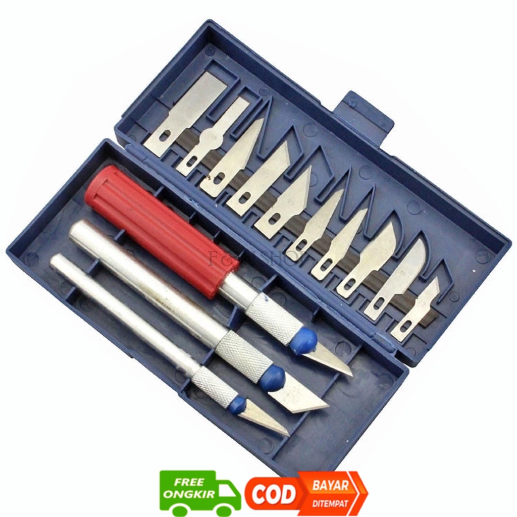 

[COD] Knifezer Set Pisau Ukir Seni 13 in 1 Crafting Knife 3 Handle - A-003