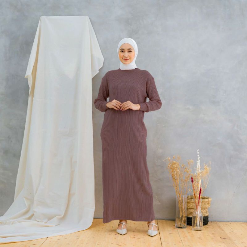 (PREMIUM) INNER DRESS RAJUT RIB MANGO PREMIUM LENGAN PANJANG BY MISHA LABEL / LONG DRESS RAJUT LENGAN PANJANG BY MISHA LABEL