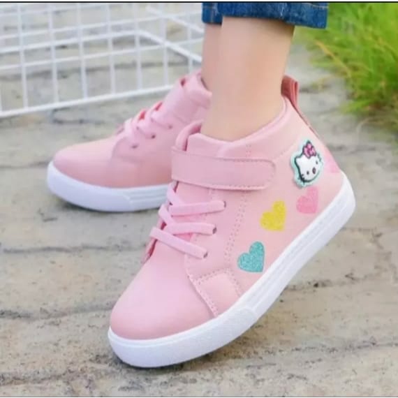 sepatu boot anak perempuan motif kitty-azqia shoes