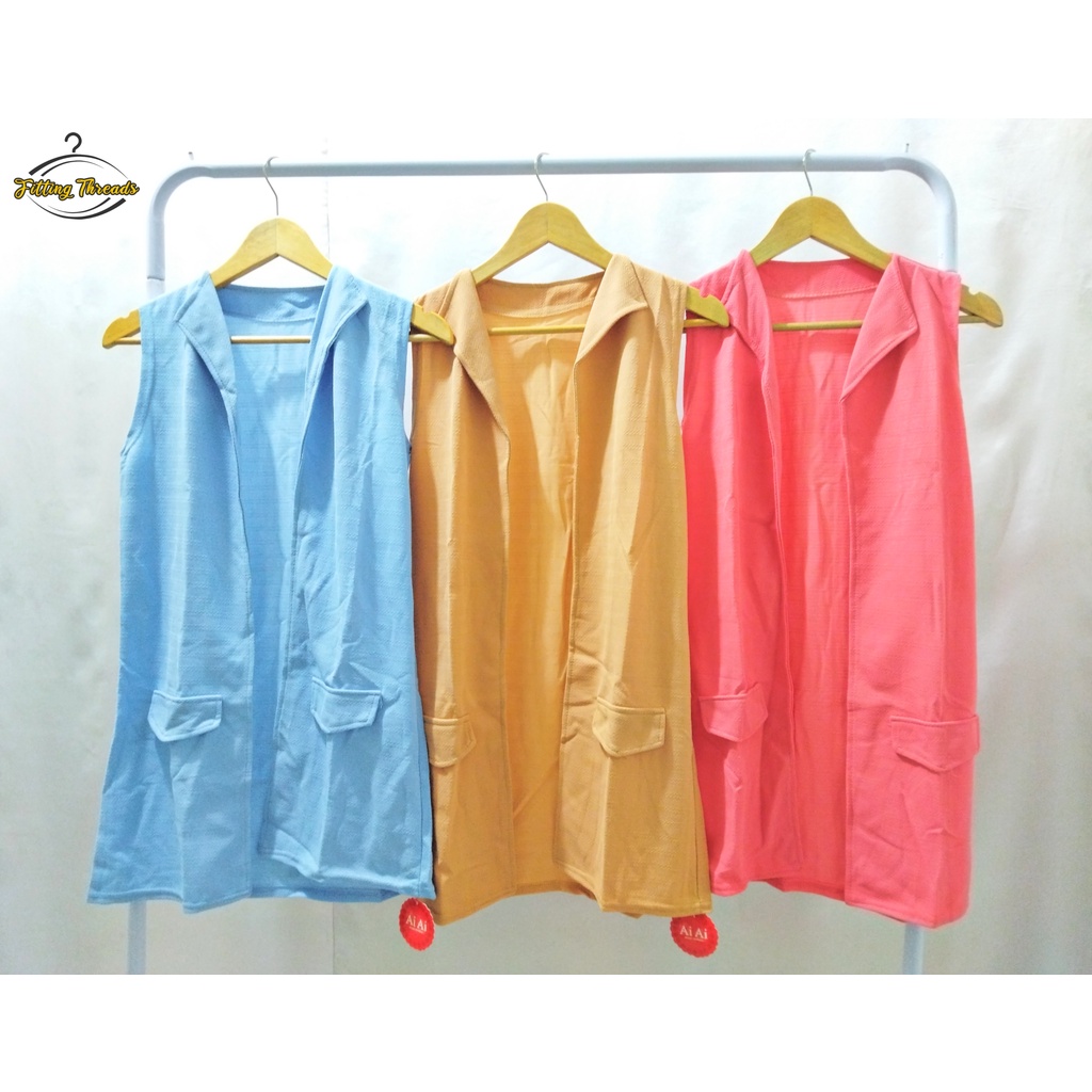 Outer Cardigan Panjang Tanpa Lengan Wanita / Long Outer Kardigan Polos Cewek