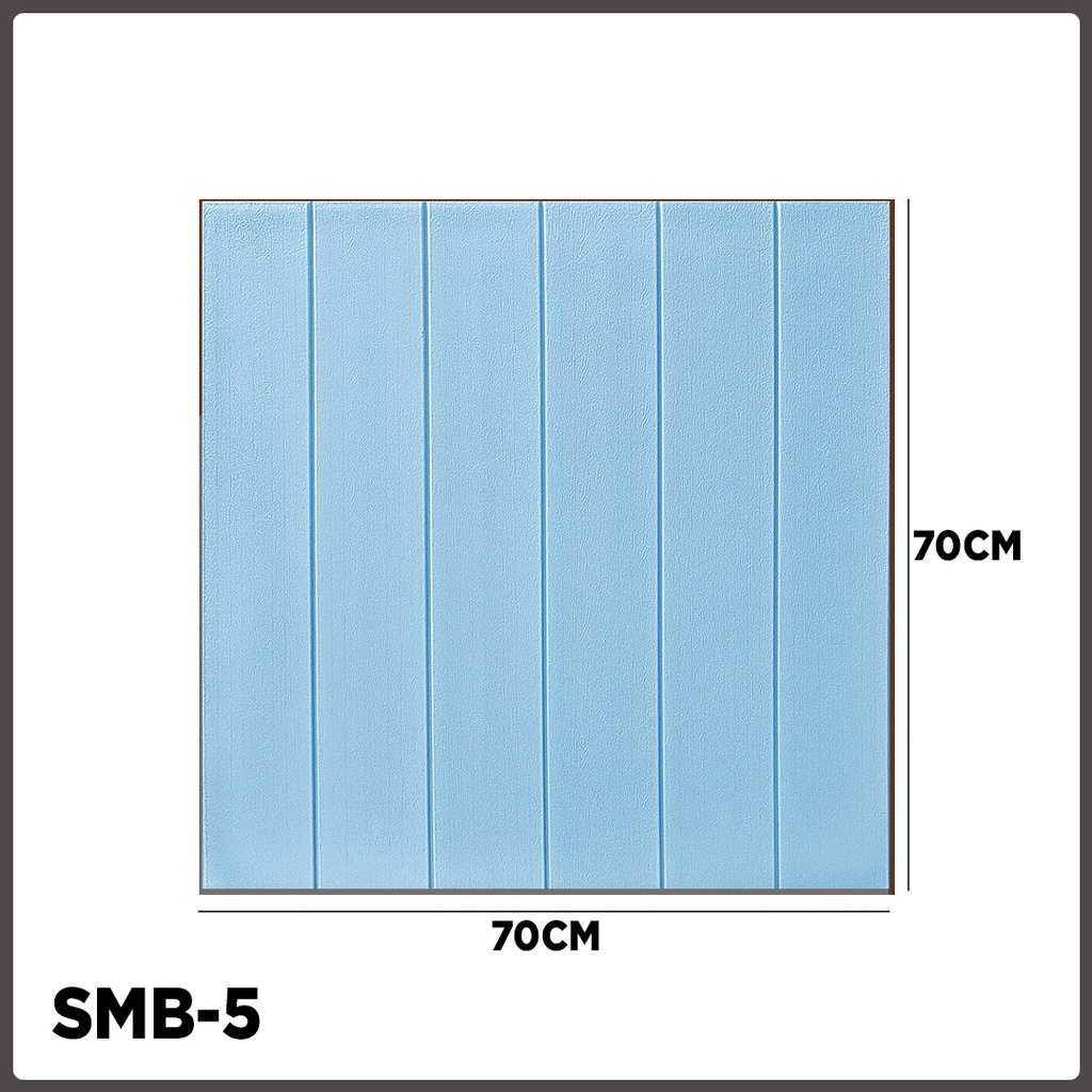 Paus Biru - Wallpaper dinding 3d motif kayu wood foam 70x70cm / wallfoam motif kayu-SMB-5 Biru langit