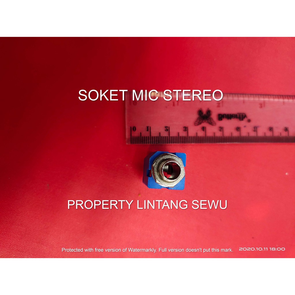 SOKET MIC AKAI STEREO BIRU BAGUS