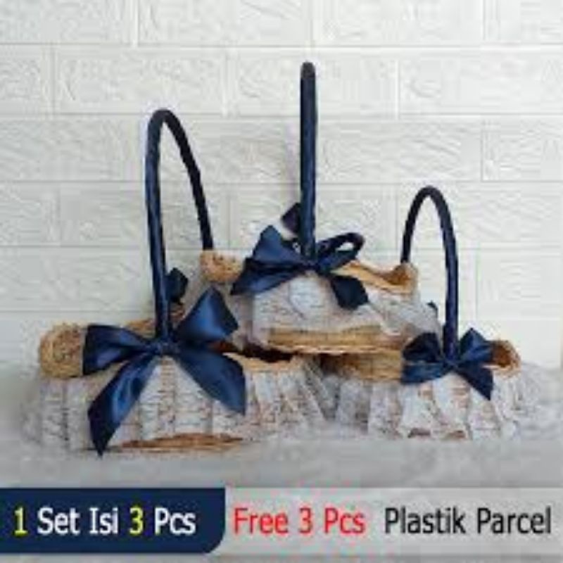 Box Keranjang Hantaran / Seserahan Pernikahan Warna Silver + Free 3 Pcs Plastik Parcel