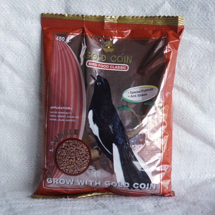 Pakan Burung Crumble Gold Coin Bird Food Classic Merah 250 gram