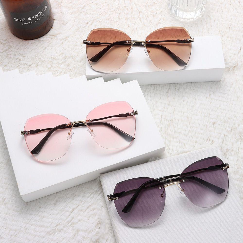 Nanas Kacamata Hitam Tanpa Bingkai Berwarna Perlindungan UV400 Eyewear Oversized