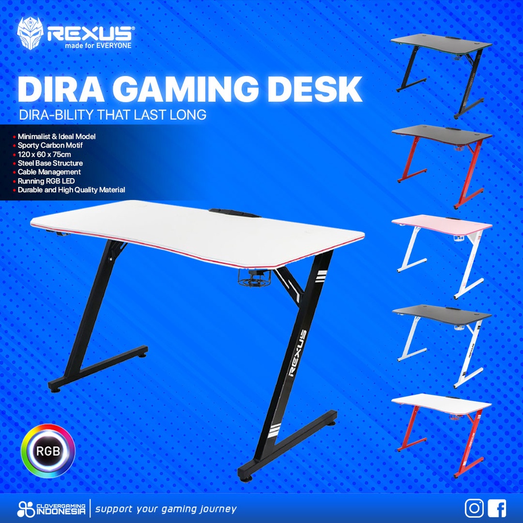 Rexus Dira RGB - Gaming Desk Meja Gaming