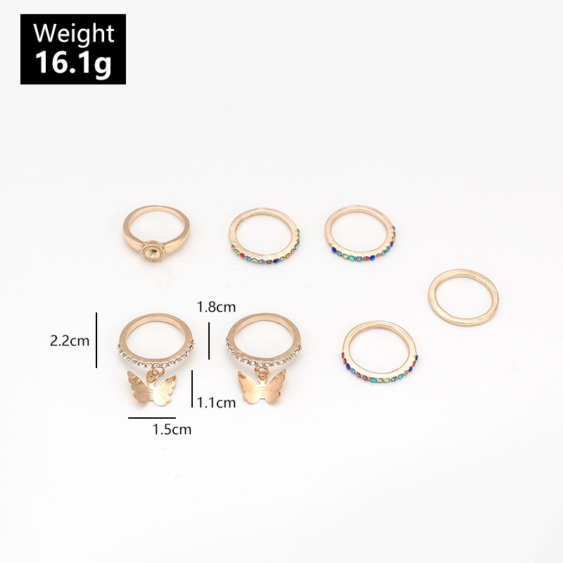 14Pcs / Set Cincin Kombinasi Desain Ukiran Kupu-Kupu Gajah Hati Hollow Gaya Vintage