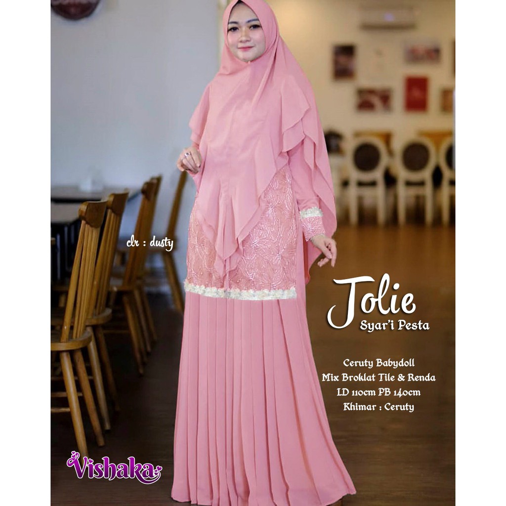 Baju Wanita Muslim Gamis Syari Jumbo Jolie Cerruty Babydoll Mix Brokat Renda Ld 110 Xxl Shopee Indonesia