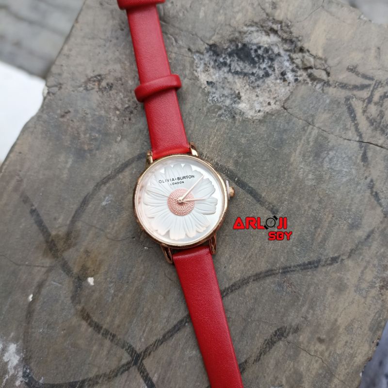 JAM TANGAN WANITA OLIVIA BURTON BEE BUNGA LEATHER