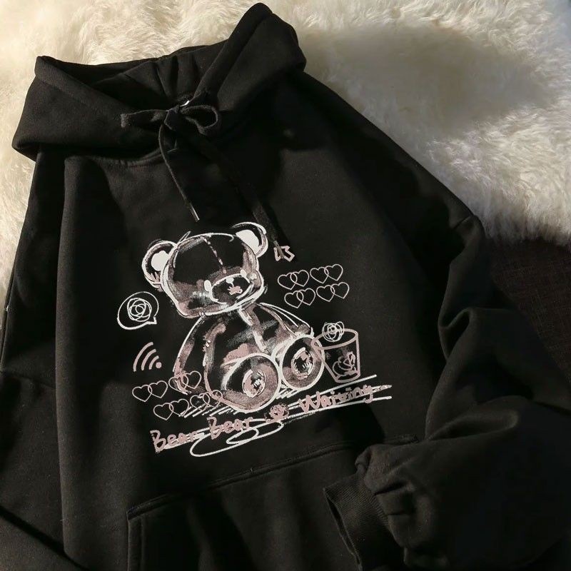 HOODIE WANITA BEAR WAITING - ATASAN LUCU TERLARIS