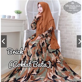 Gamis Syari TL MONALISA ARMY Loreng Abri Armi Muslimah Dress Kekinian