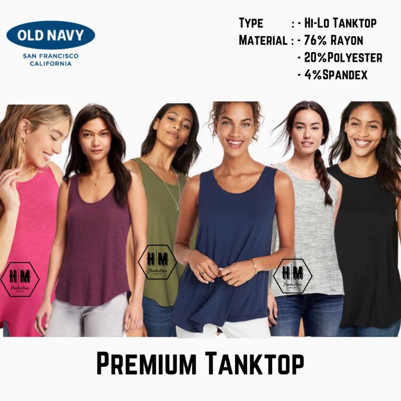 Tanktop Wanita Old Navy Bahan Adem Banyak Motif Original Branded