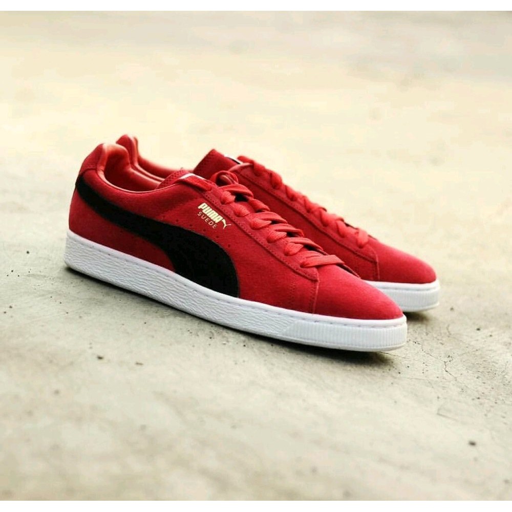 sepatu sneakers original puma suede classic warna merah hitam Di