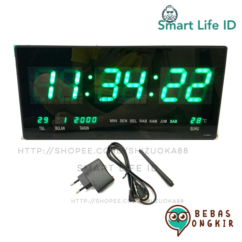 Jam Dinding LED Digital Clock Jam Meja Dekorasi Hiasan Dinding Rumah XY 4622 Hijau