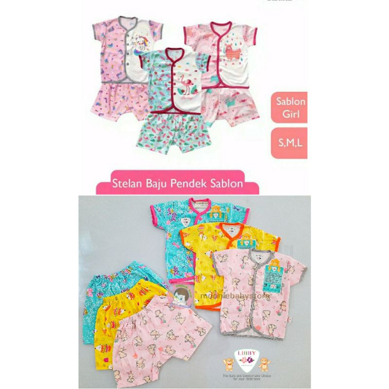 LIBBY BABY SETELAN PENDEK KANCING DEPAN SABLON / BATIK SERIES GIRL