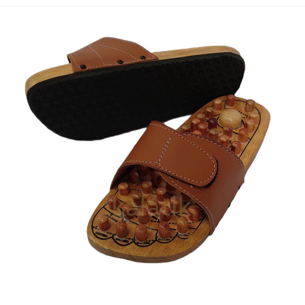 [KODE WM6T0] Sandal Kesehatan Kayu Jepit Sendal Terapi Alas Kaki Rematik Refleksi Repleksi Reflexi A