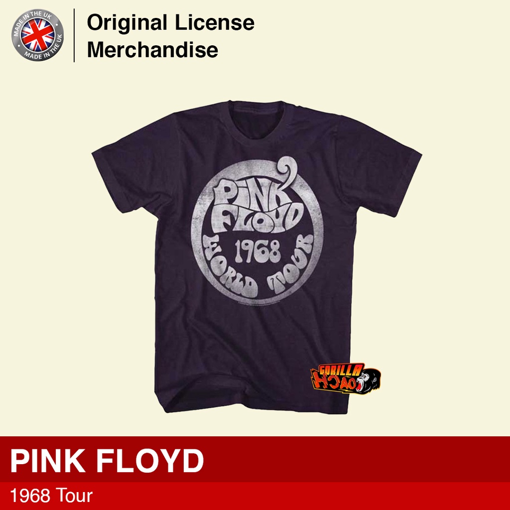 Baju Kaos Pria Cowok Wanita Cewek Unisex Band Musik Original PINK FLOYD 1968 World Tour