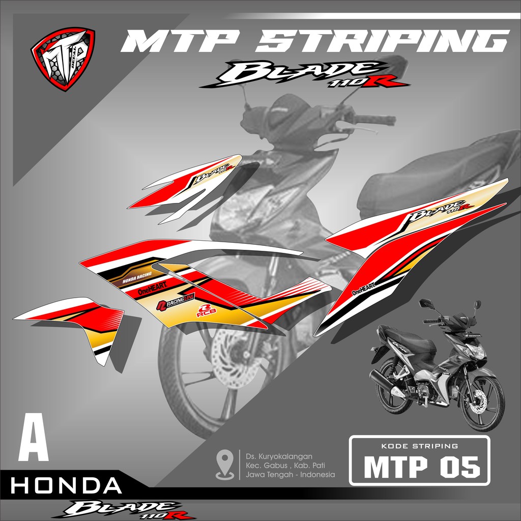 (PROMO MURAH)Sticker Striping Blade 110 Karbu- Stiker Variasi Motor Honda Blade Desain Racing MTP 05