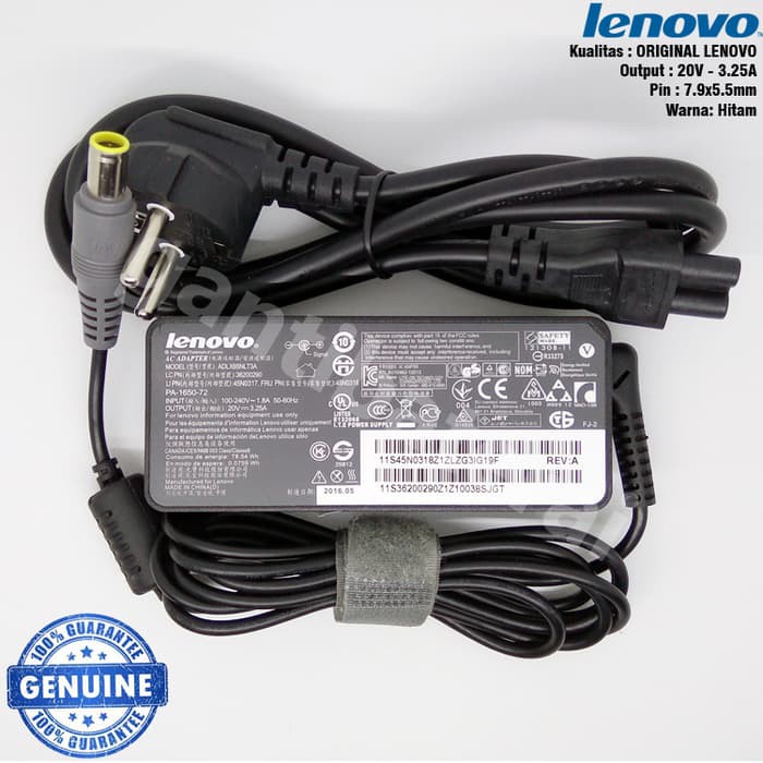 Adaptor Charger LE T410 T420 T430 X201 X220 X230 20V-3.25A Ori