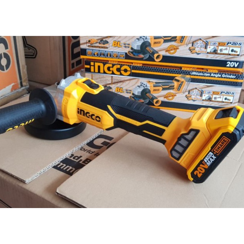 GERINDA CORDLESS ANGLE GRINDER INGCO CAGLI1002 BATERAI DAN FAST CHARGER