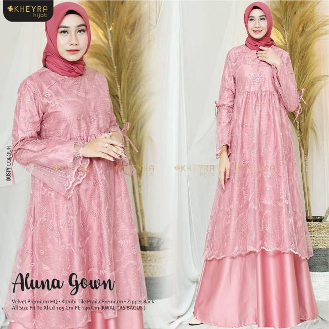ALUNA GOWN(READY SIAP KIRIM)/DRESS BRUKAT/DRESS BUSUI /DRESS PESATA /BAJU KONDANGAN /TERIMA SERAGAM