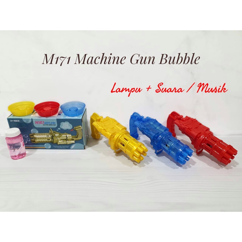 M171 Mainan Machine Gun Gelembung Bubble Sabun Pistol Lampu &amp; Musik