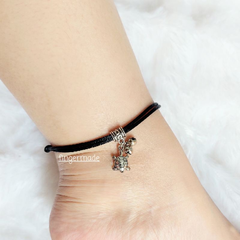 Fingermade Gelang Kaki Tali 2mm dengan Charm dan Kerincing